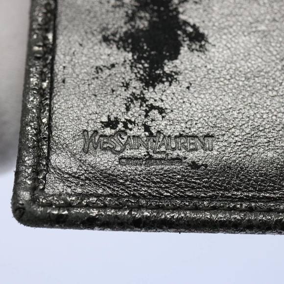 SAINT LAURENT Wallet Leather Silver Auth hk980 - Picture 9 of 16